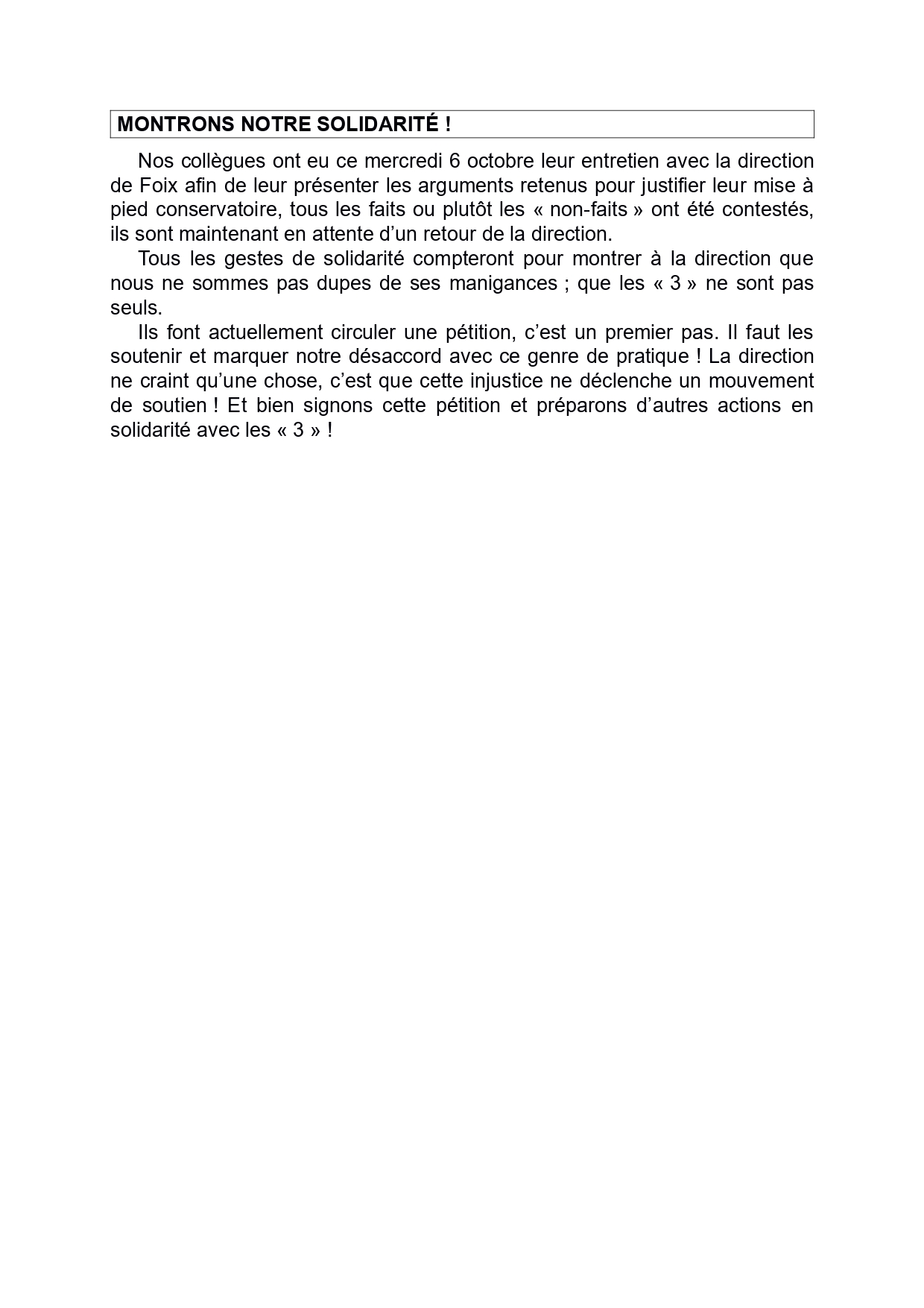 Lettre De Soutien à Un Collègue Sanctionné Gratuit Pétition] Je suis contre les licenciements de nos collègues Thomas, Ciaran  et Richard de Vitesco Technologies